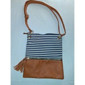 Hair Stylist Club Canvas Crossbody Purse  Striped Faux Leather Bag